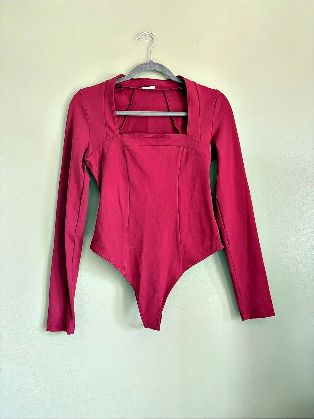Free People Long Sleeve Bodysuit in Maroon Size Small